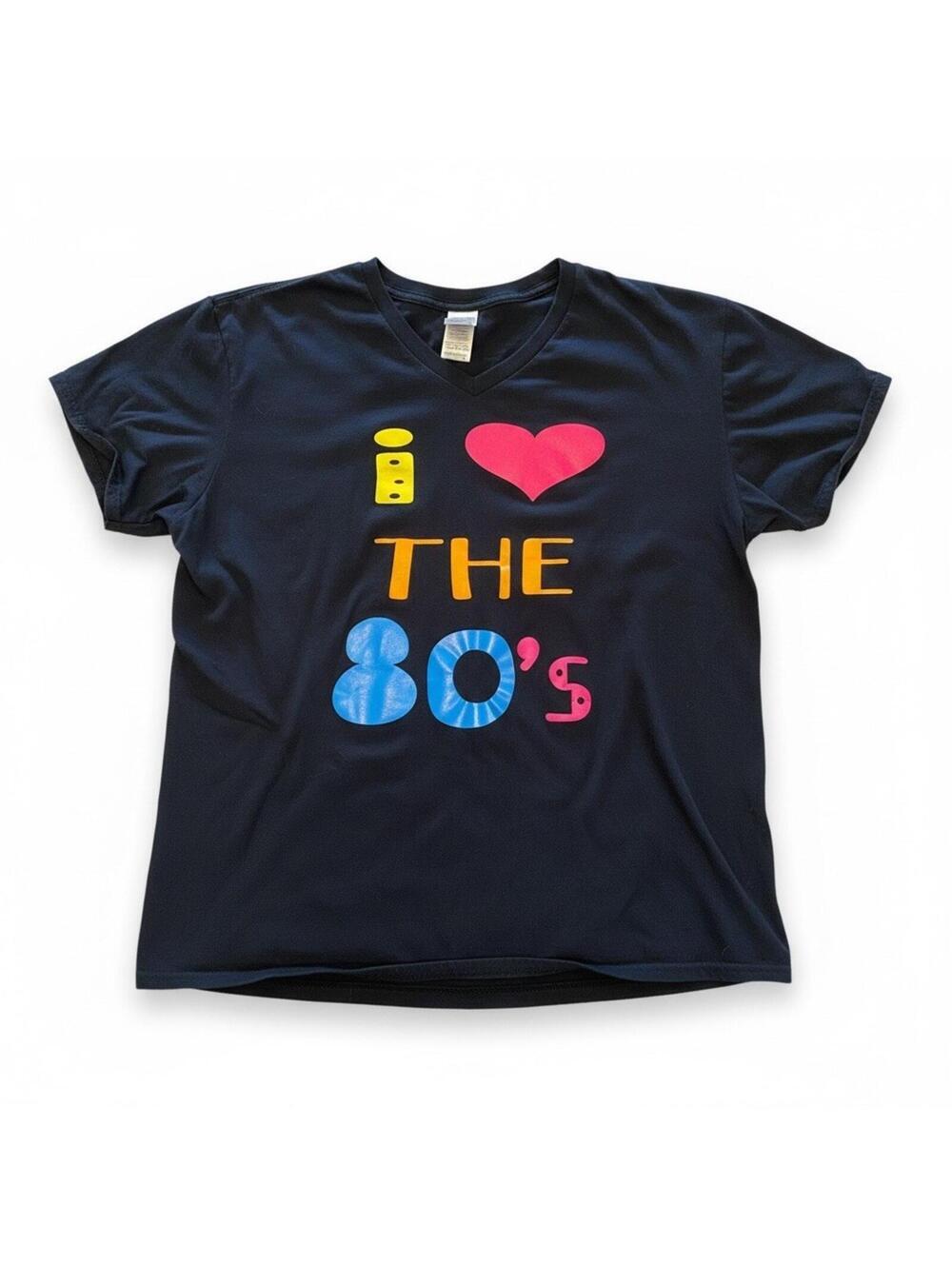 I Love The 80's Retro Graphic T-Shirt XL Navy Blue